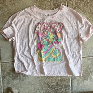 AC/DC Pastel Pink Graphic Tee crop